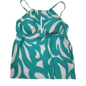NWT Green and White Women's Swim Top.